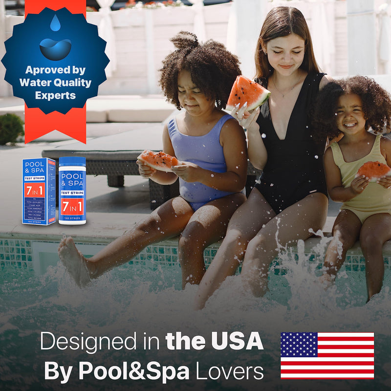 [Australia - AusPower] - All-New Pool and Spa Test Strips 7 in 1 Quick SuperAccurate Swimming 150 Pool Test Kit - Hot Tub Test Strips & Pool Water Testing Strips for pH Chlorine Bromine Hardness Alkalinity Cyanuric Acid PoolTestKit-7in1 