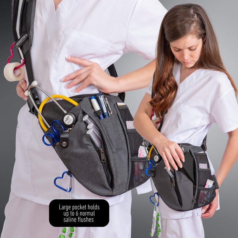 [Australia - AusPower] - Crossbody Fanny Pack with Holder for Stethoscope, Tape, & Bandage Scissors - Organizer Bag for Nurses, Student & Medical Professionals - Home Health Nurse Bag & Wound Care 