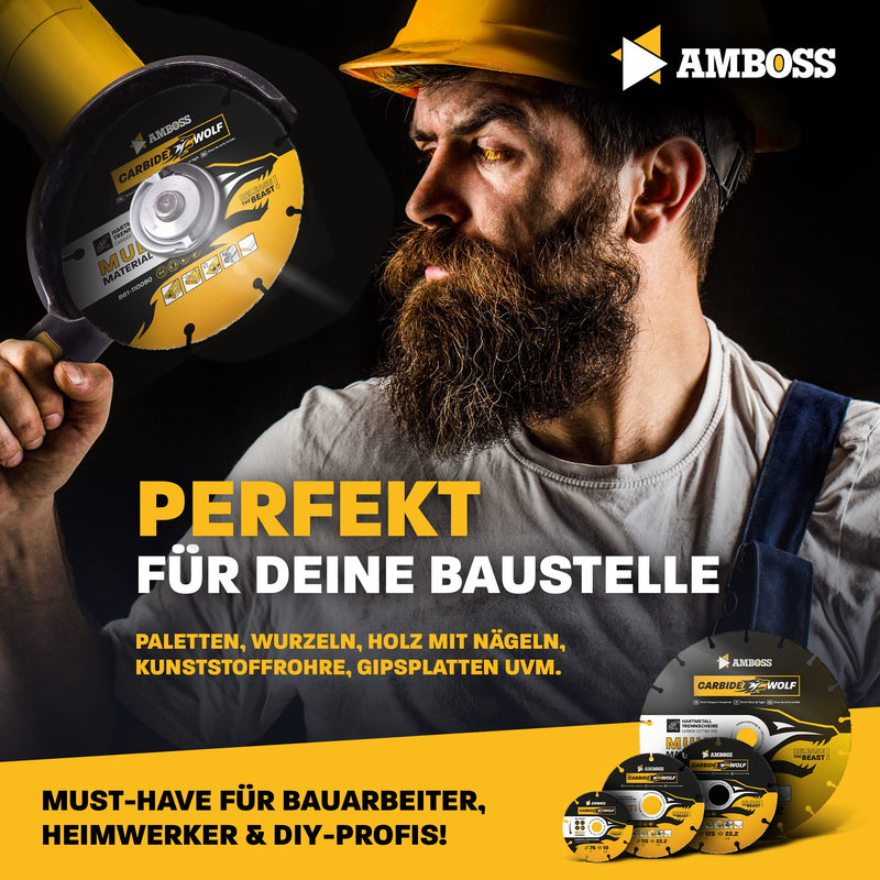 [Australia - AusPower] - Anvil Carbide Wolf Diameter 125 mm - Multi Carbide Cutting Disc for Angle Grinder (Flex, Bosch uva) - Wood (with Nails), Plastic, Plastic, Plaster, Wood Cutting Disc, Universal Saw Blade, Speedcutter 
