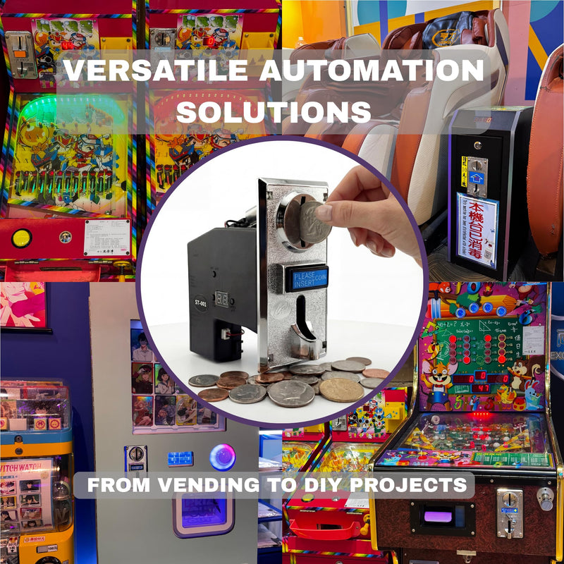 Sintron ST-001 Advanced 8-Channel Coin Acceptor Validator - Programmable Multi-Coin Selector for Automation Systems, Vending, Massage Chairs, Arcade & DIY - Works with Arduino (Pulse/Serial)