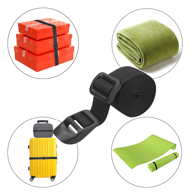 [Australia - AusPower] - Wisdompro Sleeping Bag Strap, 2 Pack of Heavy Duty Utility Straps for Backpacking, Sleeping Bag Compression, Luggage, Camping, Hiking with Plastic Buckle - 48 inch, Black 48 inches 