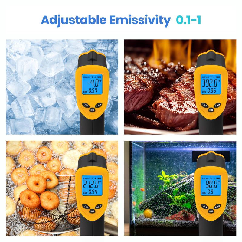 [Australia - AusPower] - Etekcity Infrared Thermometer Temperature Gun 774, Digital IR Temp Gun for Food, Cooking, BBQ, Pizza Oven, Reptile, Griddle Accessories, Non Contact Surface Outdoor Heat Gun Advanced Dark Yellow 