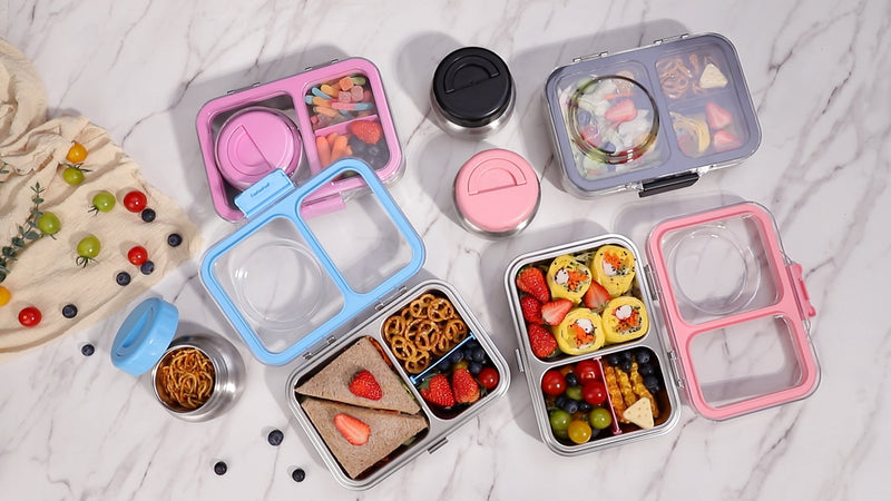 HOMEKOL Stainless Steel Bento Lunch Box + 9.5oz Insulated Food Jar, Blue