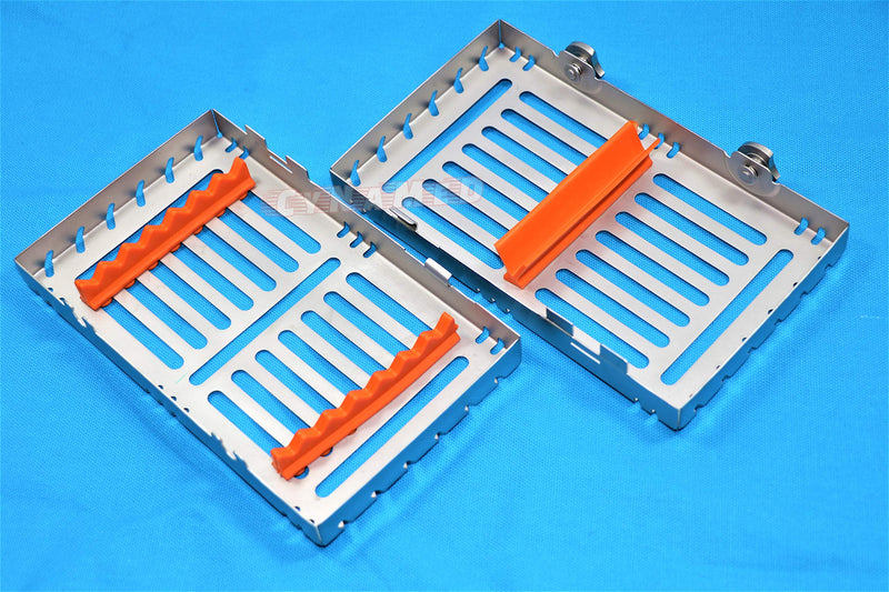 [Australia - AusPower] - German Stainless 1 Heavy Duty Dental Autoclave Sterilization Cassette Box Tray for 7 Instruments Button Type Detachable Cynamed 