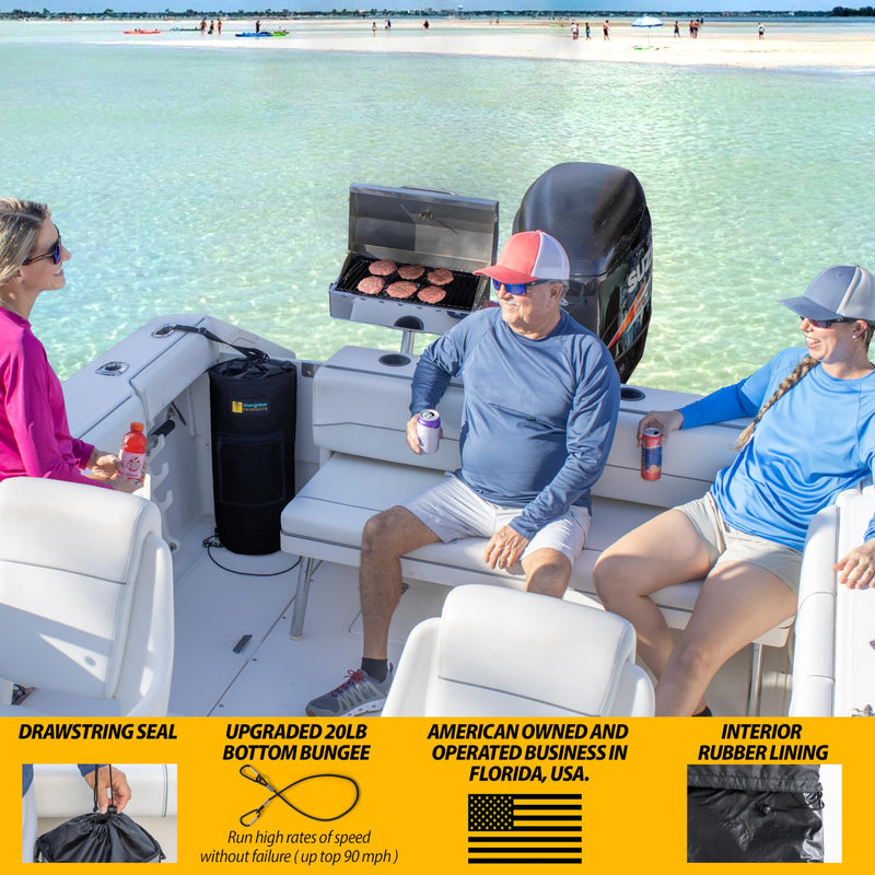 Mangrove Products: Portable Boat Trash Can, Reusable Trash Bag, Boating Equipment, Boat Storage, Boat Accessories Marine, Pontoon Boat Accessories, Fishing, Sandbar, RV, or Camping Black Full