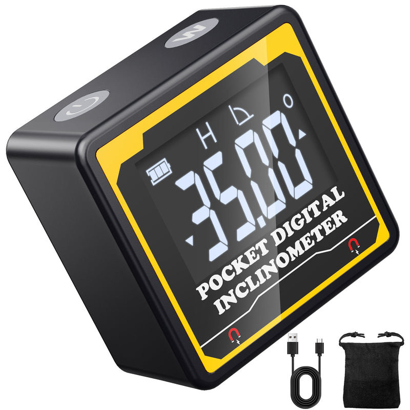 Preciva Digital Spirit Level, Four-Sided Magnetic, IP54 Waterproof Inclinometer, Protractor, Type C Interface, Suitable for Carpentry, Construction, DIY