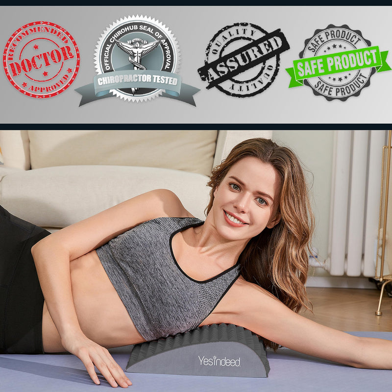 [Australia - AusPower] - YESINDEED Back Stretcher Pillow – Refresh Back Stretcher for Lower Back Pain Relief, Lumbar Support, Spinal Stenosis, Posture Corrector, Neck & Back Stretcher, Sciatica, Herniated Disc Relief, Black 