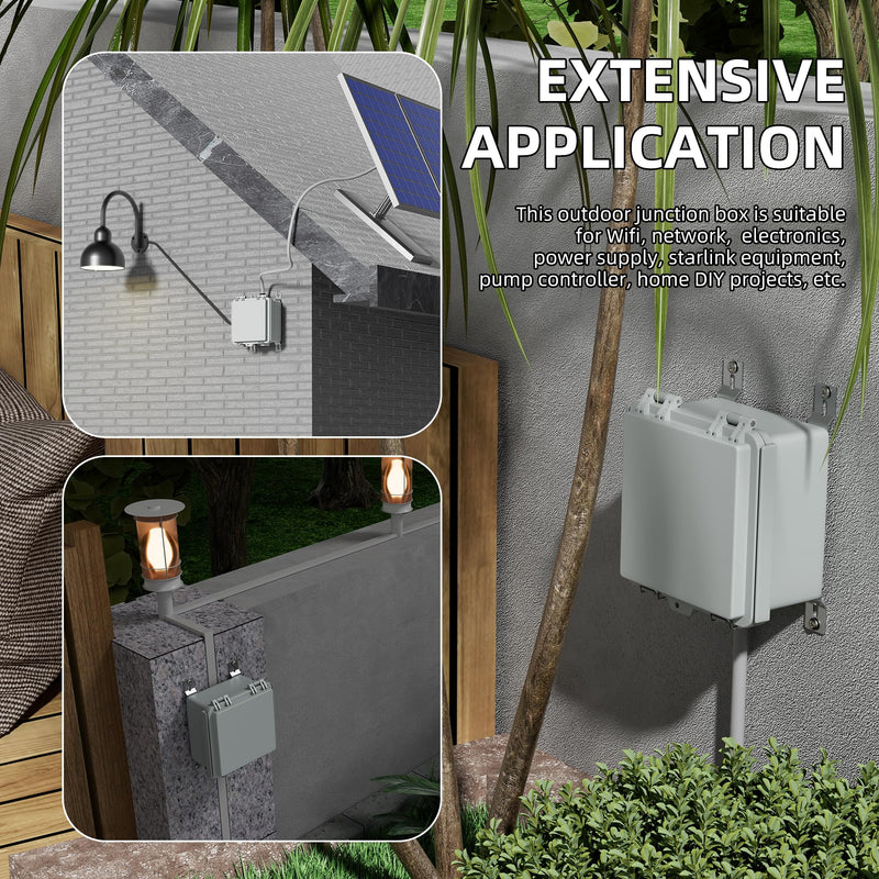 [Australia - AusPower] - Joinfworld Outdoor Electrical Box Waterproof IP67 6X6 Plastic Project Box Enclosure Weatherproof for Wifi Electronics Solar Network Marine Outside with Stainless Steel Hinged 5.9"x5.9"x3.5" 