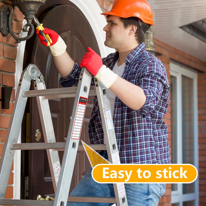 [Australia - AusPower] - 120Pcs Ladder inspection stickers Red safety stickers for ladders Self adhesive ladder inspection tags Maintenance labels for Industrial Commercial Public or Private environments (8.5 x 2 Inch) 