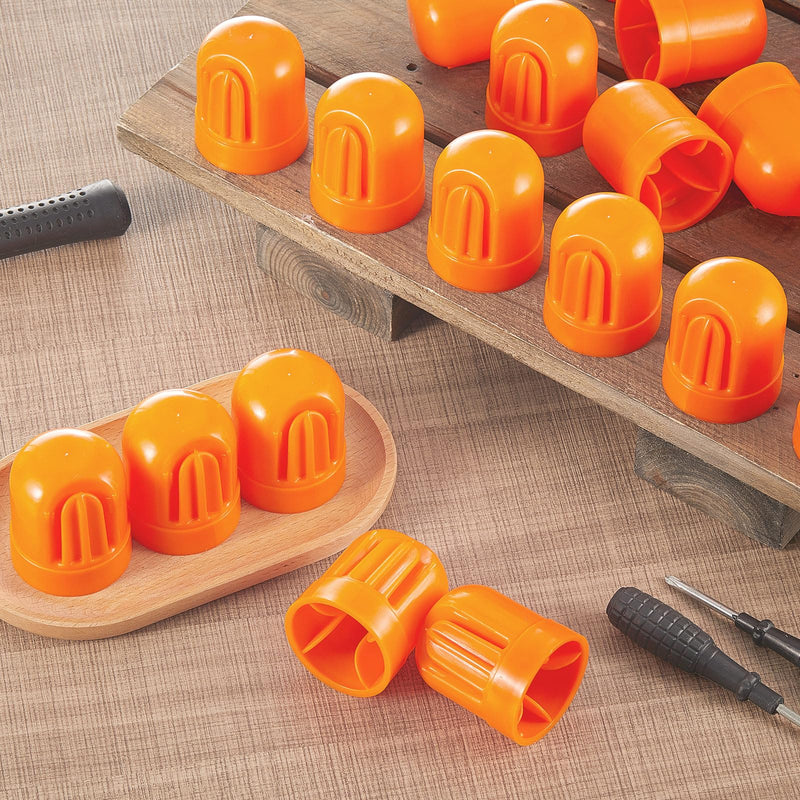Juexica 25 Pcs T Post Rebar Caps Safe T Post Caps Rebar Safety Caps Orange T Post Topper Safety Orange for T Posts and U Posts for Wire and Tape Ends of Tent Stakes, Rebar, Pipe, Livestock Fencing