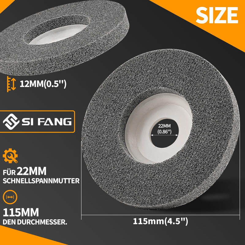 [Australia - AusPower] - SI FANG Nylon Fiber Polishing Disc for Angle Grinder, 115mm x 22mm Flap Grinding Disc Grinding Wheel Angle Grinder Polishing Tools for Stainless Steel Aluminum Metal Glass Wood (Pack of 5) 