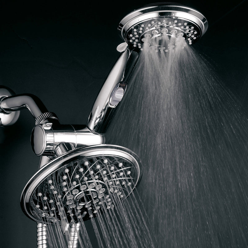 HotelSpa - Shower Heads with Handheld Spray - High Pressure Shower Head - 6 Inch Showerhead, 4 Inch Handheld Shower Head - 2-in-1, 30-Setting Shower Heads, 5-to-7 Foot Shower Hose, Showerspa (Chrome) 7 ft Hose Chrome