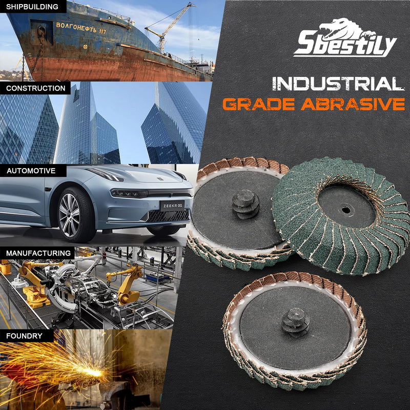 [Australia - AusPower] - 12PCS Curved Flap Disc 2 Inch Roll Lock Quick Change Sanding Discs 1pcs 1/4" Holder Surface Grinding Disc for Die Grinder 40/60/80/120 Grit Metal Surface Grind Burr Finish Weld Rust Removal Mixed Pack 