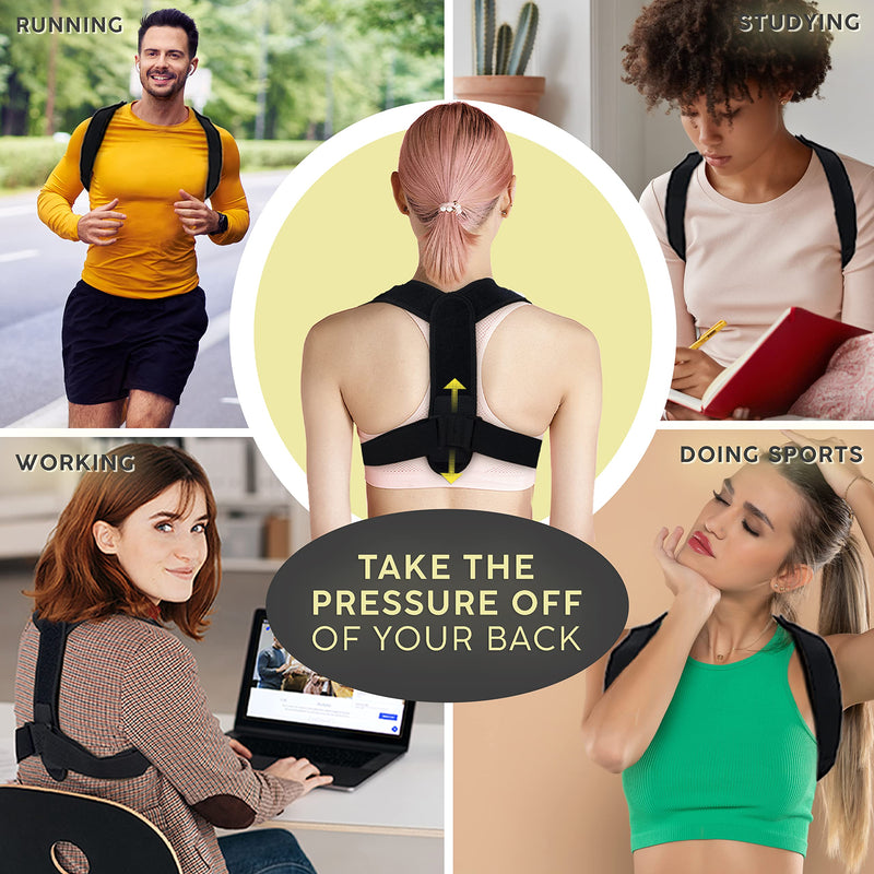 [Australia - AusPower] - Cervical Neck Traction Device & Posture Corrector for Women and Men, FSA HSA Eligible Inflatable Neck Stretcher Brace for Decompression, Adjustable Upper Back Brace & Elastic Support (Carbon Black) Carbon Black 