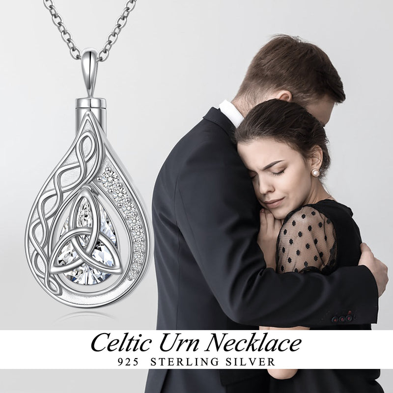 DAOCHONG Celtic Knot Teardrop Urn Necklace Memorial Jewelry for Women Teardrop Urn Necklaces