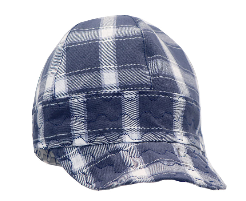 [Australia - AusPower] - BOCOMAL Welding Cap Flame Resistant CAT2 Midweight Printed 6 Pannel Welder Caps-2 Pack 7 5/8 White/Navy-2 Pack 