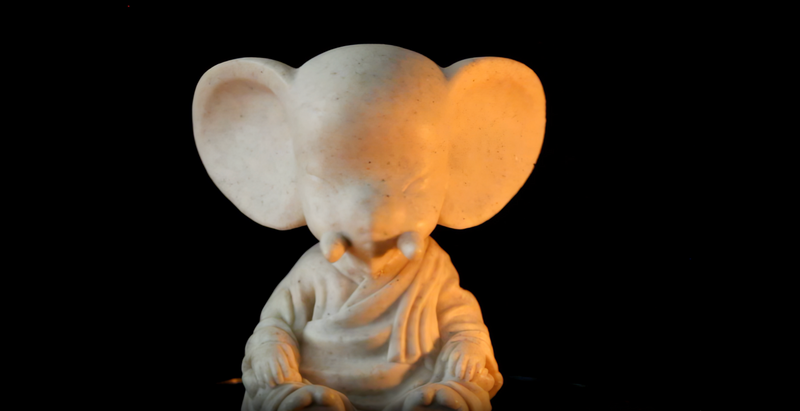 Cute Yoga Gift – Meditating Elephant Figurine - Sandstone Zen Sculpture - Home Decor Figurine, Desk Decor, Spiritual Decor, Feng Shui Decor for Patio, Balcony, Garden, Yard Housewarming Gift White Sandstone