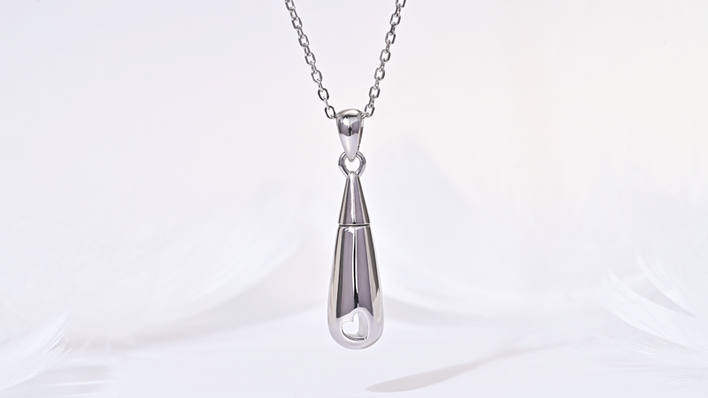 925 Sterling Silver Urn Pendant Necklace Teardrop Cremation Jewelry for Ashes Memorial Keepsake for Women