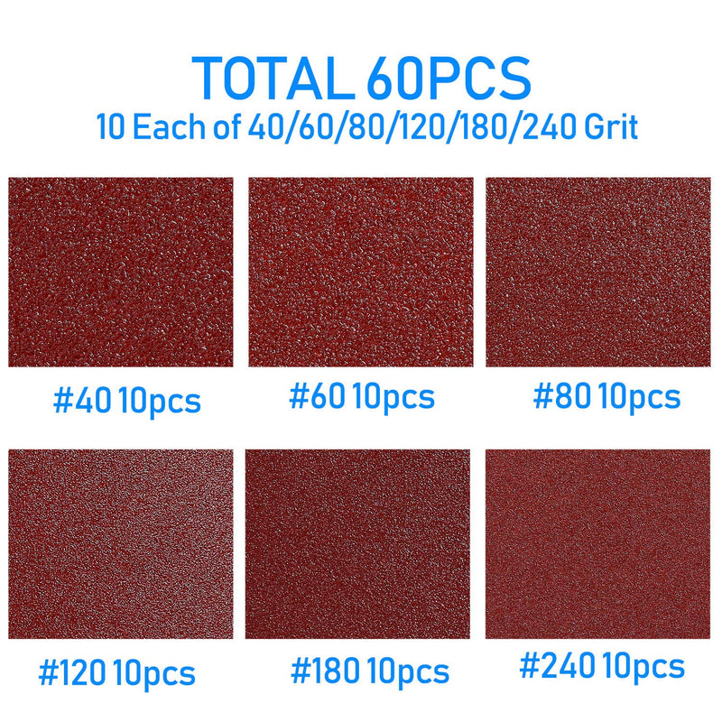 [Australia - AusPower] - Triangle Oscillating Multi Tool Sanding Pads, 60Pcs 3-1/8 Inch Oscillating tool sandpaper for Triangle Multitool Sanding pads assorted 40/60/80/120/180/240 Grits 60PACK SANDPAPER 