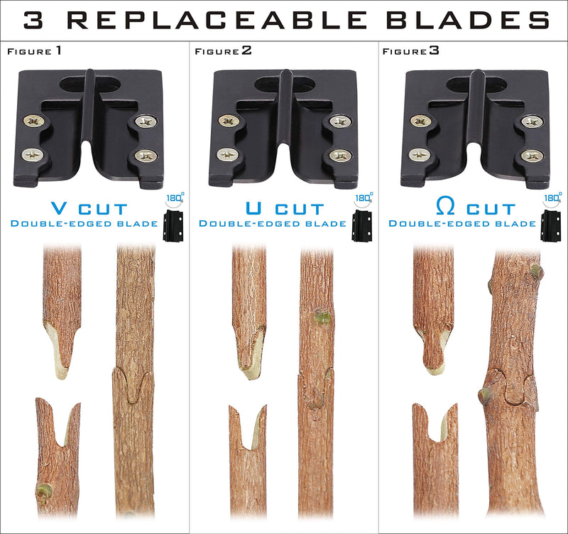 [6 Blades Enhanced] NAYE 2 in 1 Garden Grafting Tool Kit for Fruit Trees with Grafting Knife Grafting Tapes,Extra Replacement Blades Included,Professional Grafting Scissor Shear Japanese