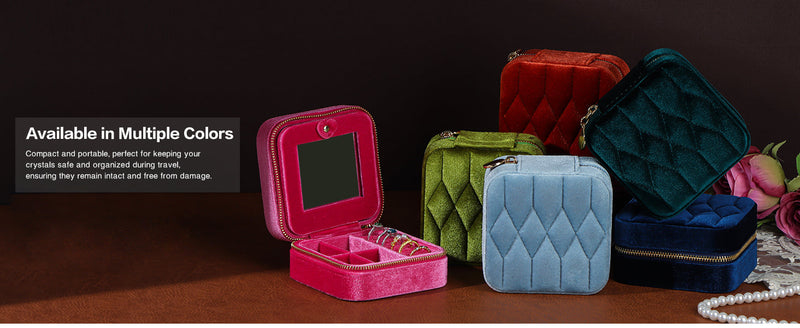 Velvet Jewelry Box – Travel Jewelry Case Organizer with Mirror, Adjustable Compartments for Women | Luxury Storage Case & Gift for Her - RubyRed