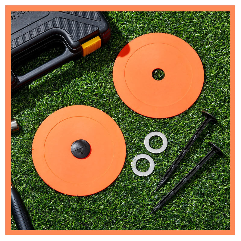 3 Set Low Profile Property Line Markers, Survey Markers Stakes, 5.9 x 6.3 Inch Plastic Septic Tank Marker Large Survey Stakes Lawn Garden Ground Boundary Marker, Orange 3