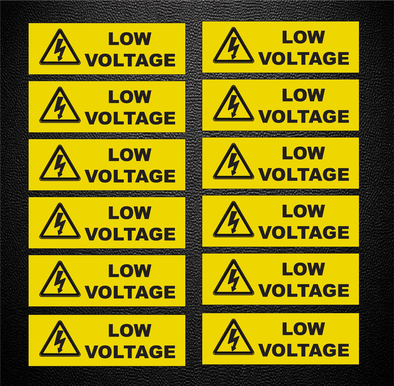 Low Voltage Electric Electricity Stickers Decals (12 Pack) Small .5x1.5