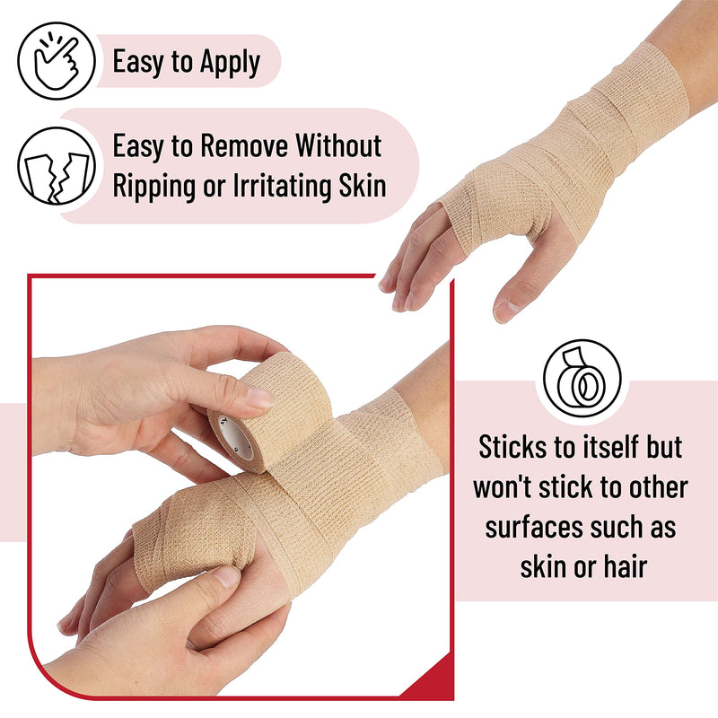 [Australia - AusPower] - Mr. Pen- Self Adhesive Bandage Wrap, 6 Pack, Skin Colored, 2 x 5 Yards, Cohesive Bandages, Medical Wrap, Elastic Bandage Wrap, Self Sticking Bandage Tape Skin Color 