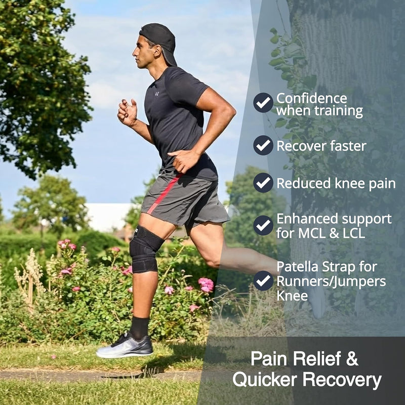 [Australia - AusPower] - Knee Brace Meniscus Tear Support For Arthritis Acl, Mcl Pain Patented 4-way Adjustable NonSlip Wraparound Strap Dual Side Stabilizer For Patella Stability Size [medium] 