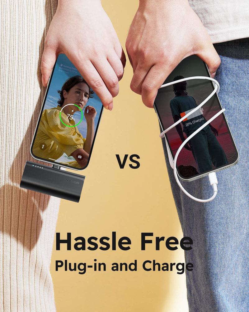 [Australia - AusPower] - VEGER Portable Charger, USB C Power Bank, 5000mAh Mini Battery Pack Fast Charging 20W Small Charging Bank for Samsung Galaxy S21, S20, S10, S9, Note 20, Pixel, Moto, LG, Oculus Quest, Android Phones D Black 