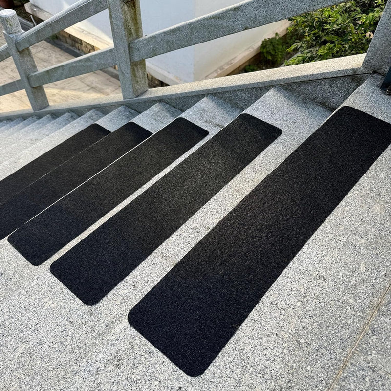 10 Pack Stair Treads Non-Slip 6” x 30” Outdoor Non Skid Tape, Pre-Cut Black Anti Slip Safety Adhesive Strips for Steps, Staircase 6”x30” 10PCS