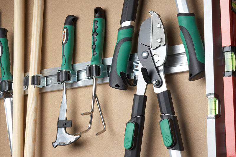 Meister Tool Holder – Pack of 3, Loose – High-Quality Spring Steel – Easy | Tool holder with anti-slip wheels - easy to mount on the wall - compatible with equipment rails - multi-piece set of 3 pieces