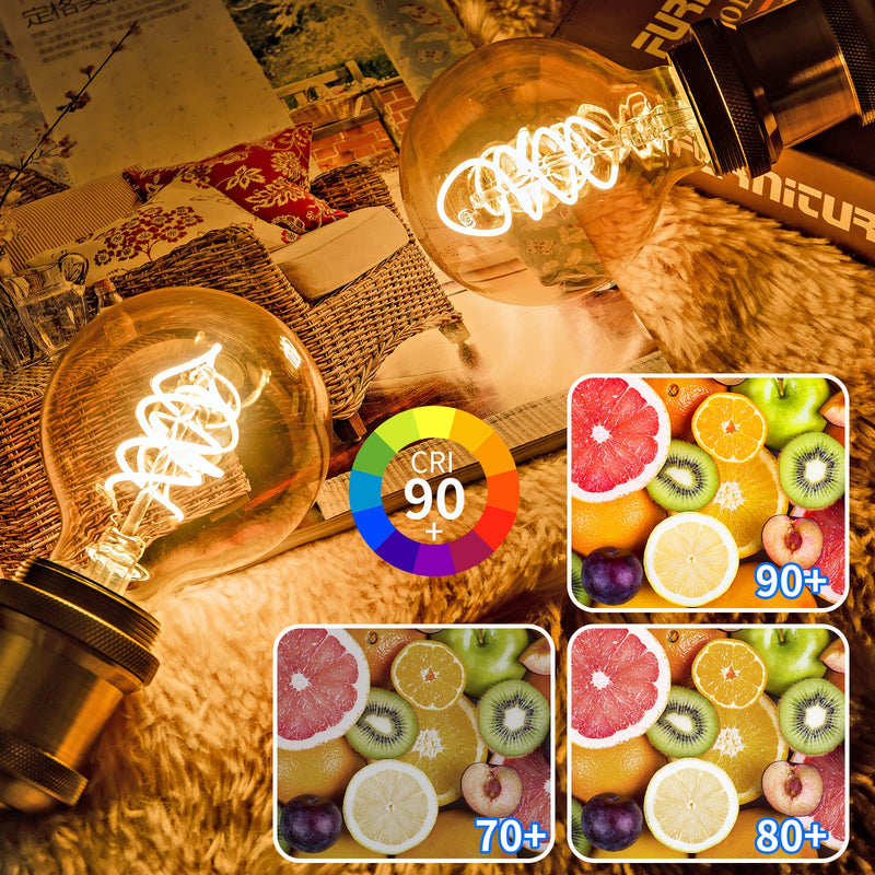 [Australia - AusPower] - NUODIFAN Edison Vintage Light Bulb E27, LED Retro Light Bulb Dimmable 4 W LED Lamp Warm White 2700 K LED Light Bulb E27 Ideal for Nostalgic and Retro Lighting in the Home, Café, Bar 2 Stück 