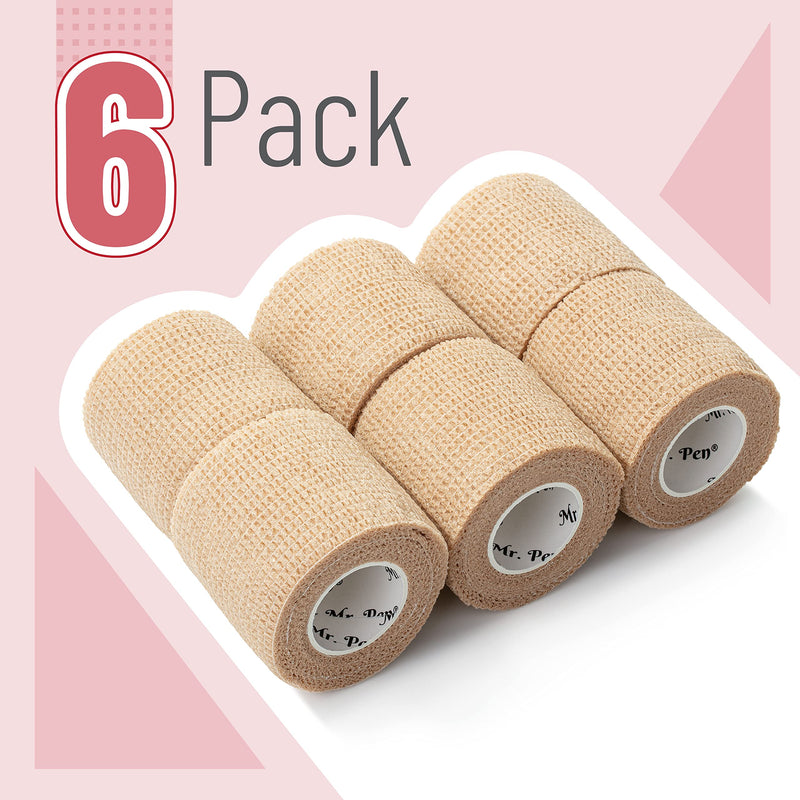 [Australia - AusPower] - Mr. Pen- Self Adhesive Bandage Wrap, 6 Pack, Skin Colored, 2 x 5 Yards, Cohesive Bandages, Medical Wrap, Elastic Bandage Wrap, Self Sticking Bandage Tape Skin Color 