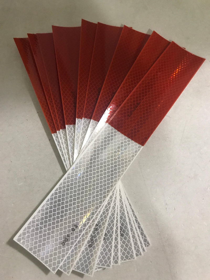 2" Wide x 12" Long 3M 983 Series Diamond Grade Conspicuity Trailer DOT-C2 Reflective Safety Tape 6" Red & 6" White Pattern 983-326 ES Package of 10 Strips