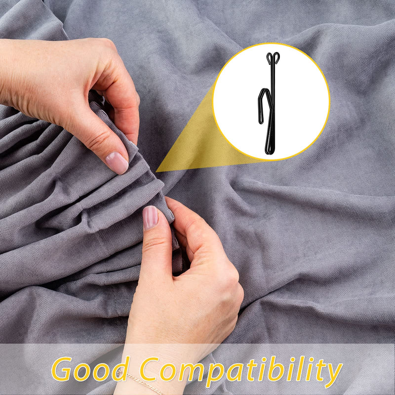Jetec Drapery Hooks 3 Inch Metal Curtain Hooks Slip on Drapery Hook for Pleated Drapes Stainless Steel Pins and Hook for Window Door Curtain(Black,70 Pieces) Black 70