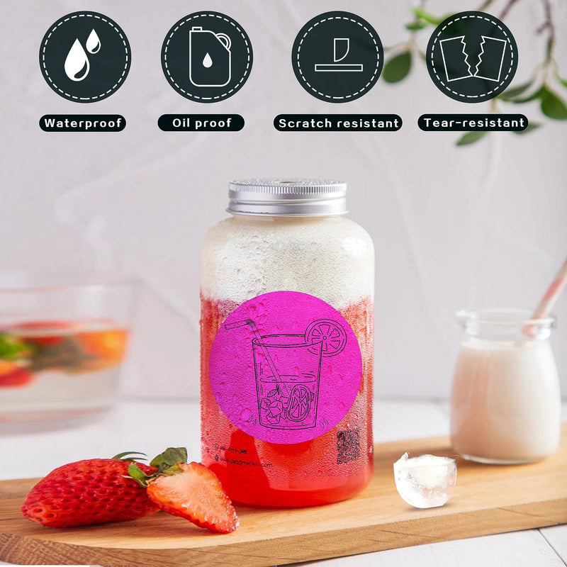 PARLAIM Round Thermal Labels 3 Inch Fluorescent Pink, 500PCS Circle Direct Thermal Printer Sticker for Home Business Bottle DIY Design, QR Code, Name Tag, Moving Box Address Label 3 x 3 inch