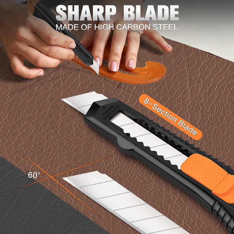 [Australia - AusPower] - 4 Pack Box Cutter, Utility Knife, Box Cutter Retractable with 18mm Snap-Off Blade, Box Cutters for Paper, Plastic, Cardboard, Box Cutter Knife, Razor Knife, Utility Knife Retractable 4 Pack 
