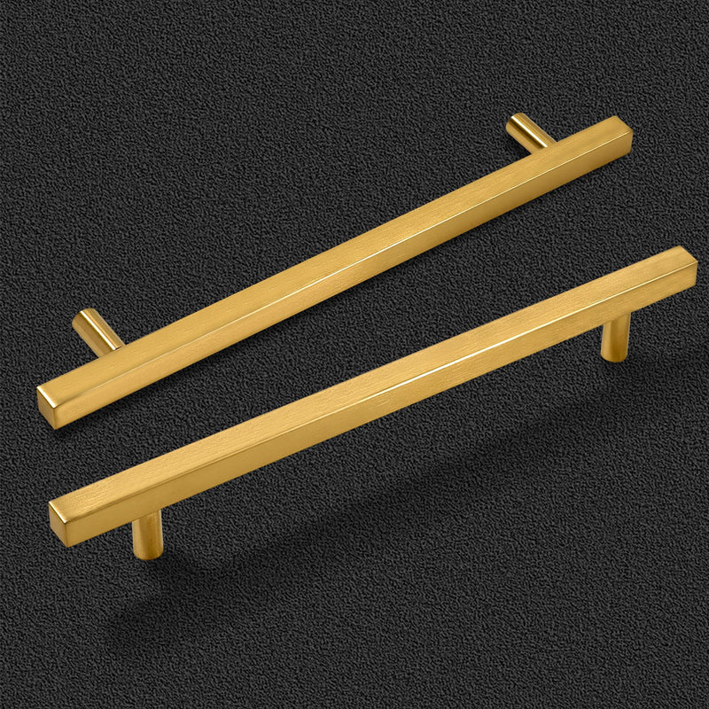 Cabinet Pulls Gold Cabinet Handles Square Drawer Pulls, 10 Pack 7-1/2 Inch 192mm Hole Centers Stainless Steel Kitchen Door Cupboard Cabinet Handles,10 Inch Length Hardware Handles 7-1/2 Inch Hole Centers
