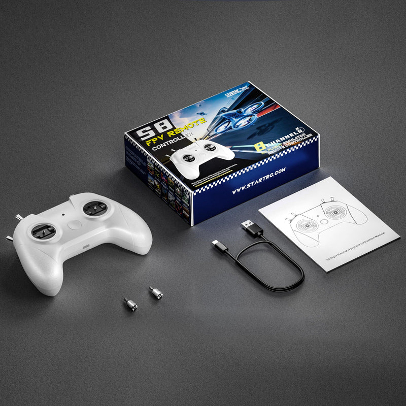 [Australia - AusPower] - STARDRONE S8 RC Flight Simulator Controller- 8 Channels FPV Drone Games Remote Controller Support Popular System&Platform- Ideal for Beginner Pilots Professional Training Experience(Mode 2) (White) White 