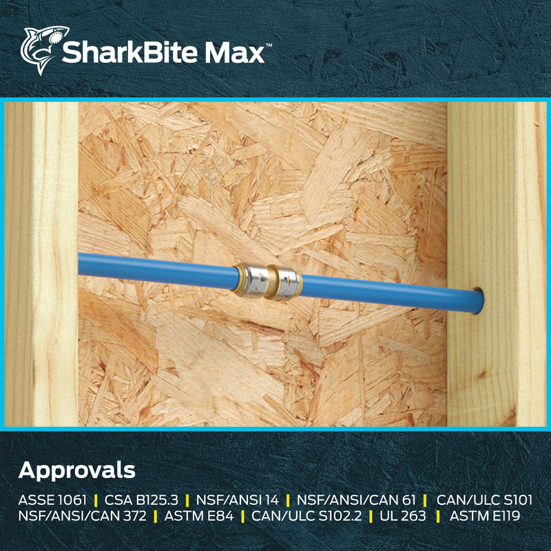 [Australia - AusPower] - SharkBite Max 3/4 Inch Coupling, Push to Connect Brass Plumbing Fitting, PEX Pipe, Copper, CPVC, PE-RT, HDPE, UR016A 3/4 in. 