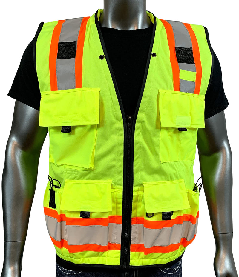 Vero1992 (F Safety Vest For Men's, Engineer High Visibility Vest With Pockets and Zipper, Reflective safety vest Medium-Large Yellow