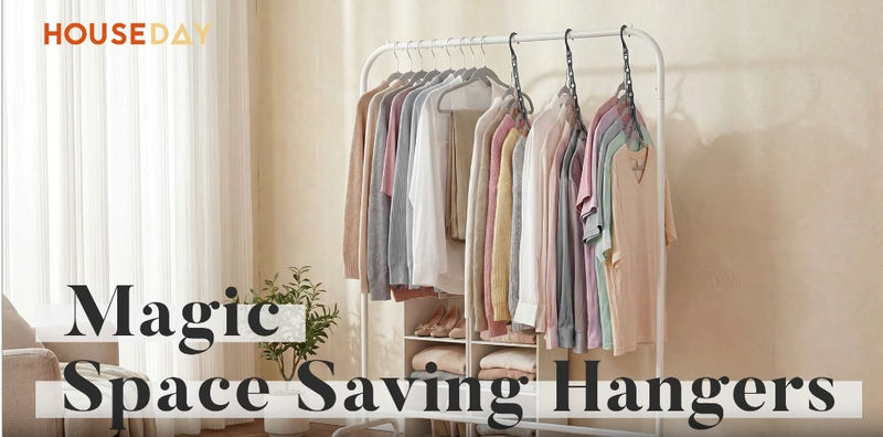 HOUSE DAY Space Saving Hangers 20 Pack, Magic Hanger Organizer - Black