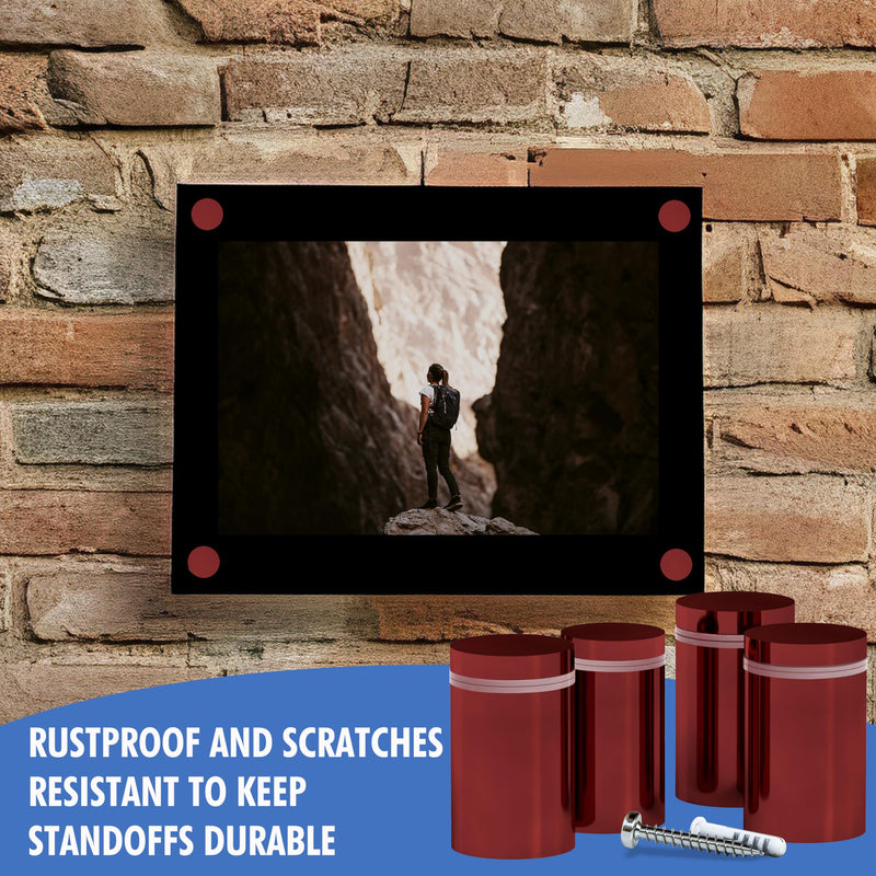 [Australia - AusPower] - 4 Pcs Stainless Steel Standoff Screws (Black) - ½” x 1” Screws for Acrylic, Wood, and Glass Signage - Sign Standoffs Wall Mount for Frames, Advertisements, and Displays Black 