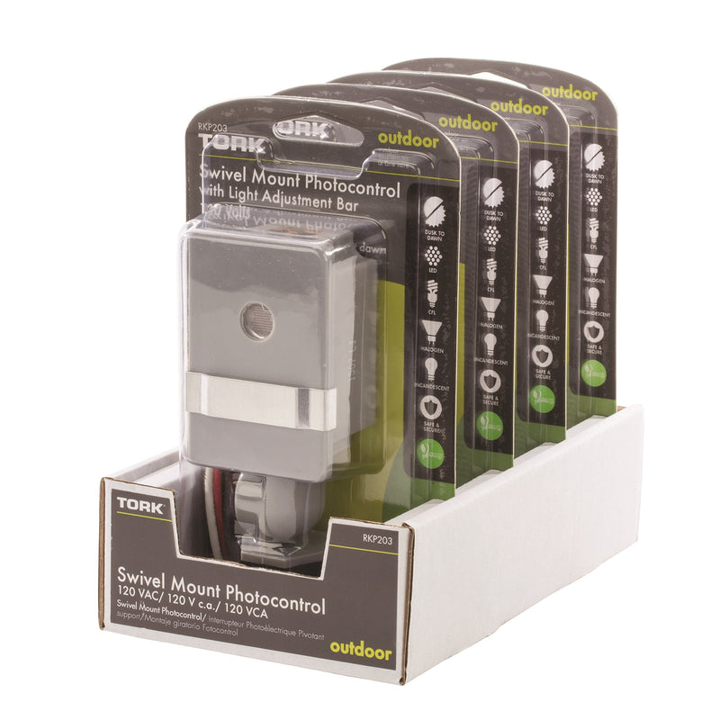 [Australia - AusPower] - nsi INDUSTRIES TORK RKP203 Outdoor 120-Volt Swivel Mount Photocontrol with Light Adjustment Bar - Controls Lighting Dusk to Dawn - Compatible with Incandescent/Compact Fluorescent/Halogen/LED 