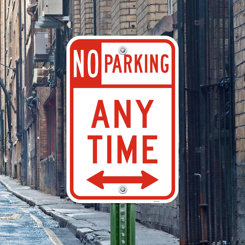 Brimar 12"x18" No Parking Any Time Signs -Weatherproof, Rust Free Aluminum - UV Protected - Perfect for Driveways, Indoor & Outdoor Use 12x18" Double Arrow (Rust-Free)