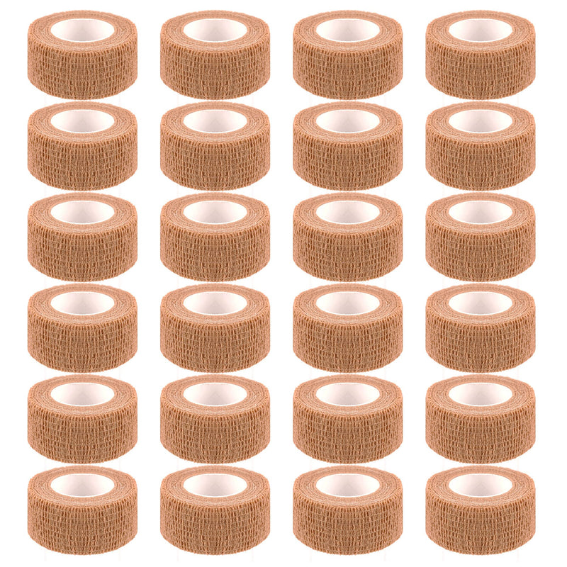 24 Pack Self Adherent Cohesive Wrap Bandages 1 Inches X 5 Yards,First Aid Tape, Elastic Self Adhesive Tape, Athletic, Sports wrap Tape, Bandage Wrap for Sports, Wrist, Skin Colour Athletic Tape 24 Count (Pack of 1)