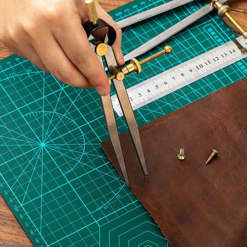 [Australia - AusPower] - 2 PCS Adjustable Lockable Spring Wing Divider Calipers, 6 Inch and 8 Inch Steel Leather Compass Creaser, Drafting Compass Tool for Woodworking, Metalworking, Geometry Drawing 