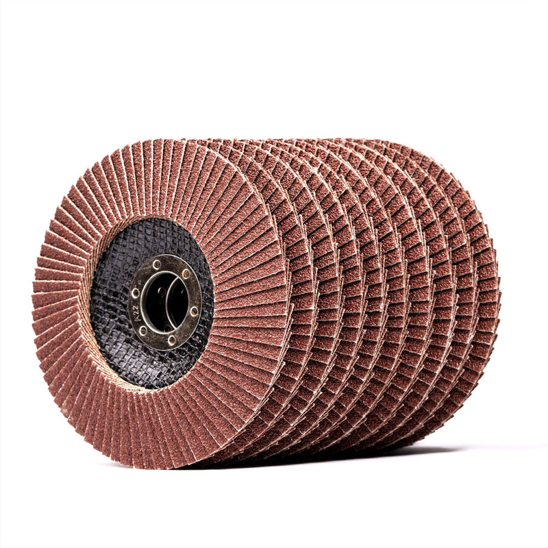 Woltersberger® Flap Discs, Diameter 125 mm, Grain 60, Pack of 10, Brown for Metal and Wood, Aluminum Oxide, Angle Grinder, Sanding Mop, Flap Discs, Sanding Discs Pack of 60