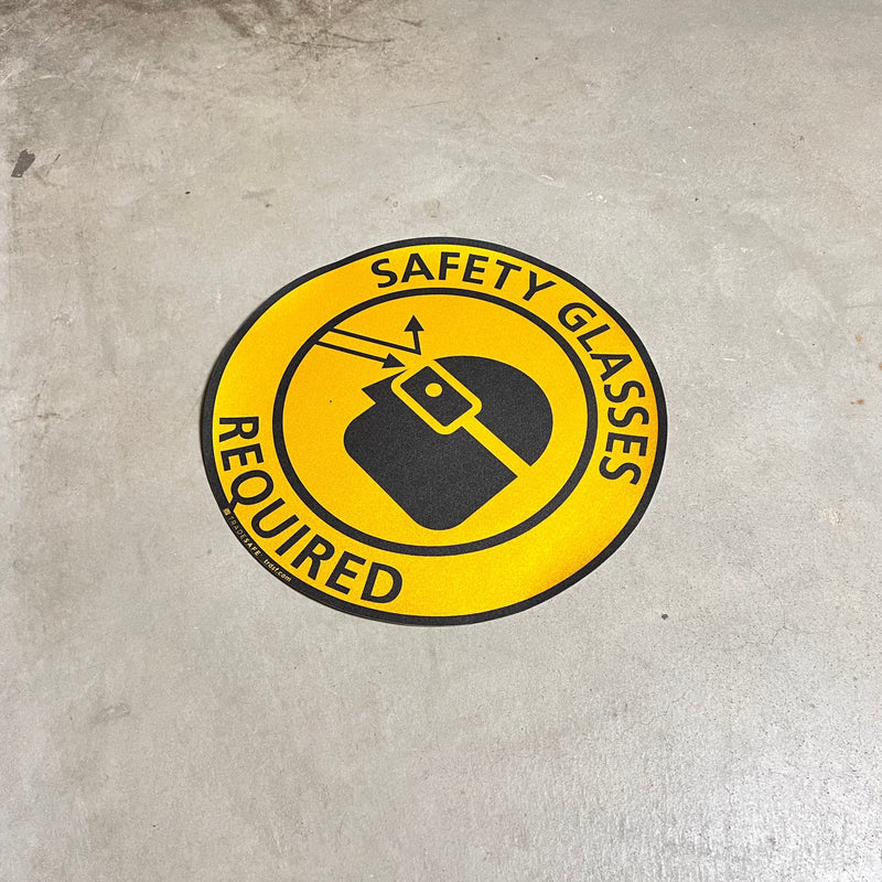 [Australia - AusPower] - TRADESAFE Safety Glasses Required Anti-Slip Floor Sticker - Eye Protection Required Caution Sign, Peel and Stick Adhesive Vinyl Sign, ANSI-Compliant, 17” Diameter Round Sticker 